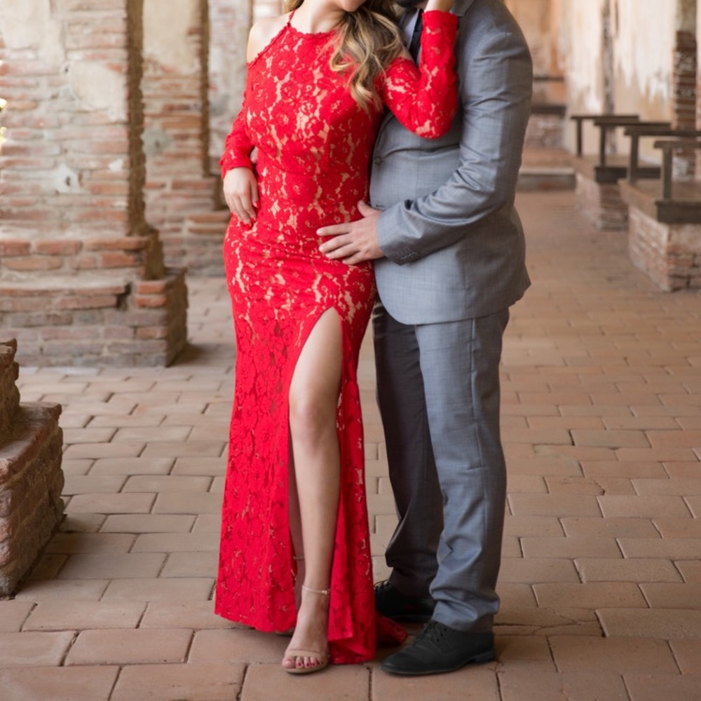 Red lace dress